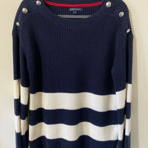 Tommy Hilfiger Stripped Navy & White Sweater